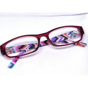 Women's Fuchsia Multicolored Designer Glasses +5.00 Reading Glasses | Trendy Eye
